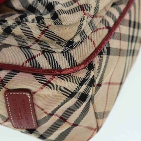 Burberry Nova Check Blue Label Shoulder Bag Nylon Beige Red Silver - Picture 9 of 16